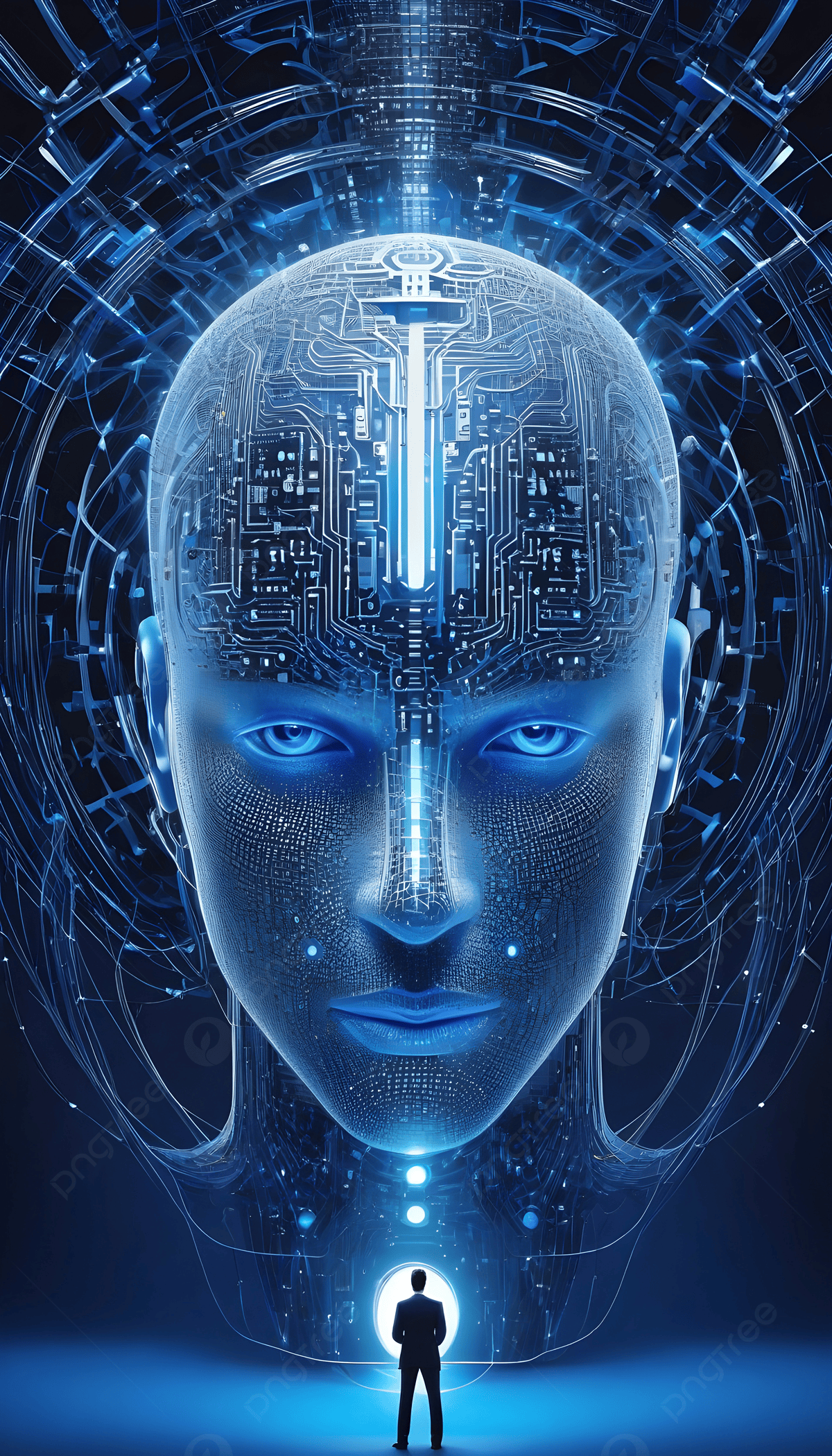 1200x2100 Artificial Intelligence Face View Background Wallpaper Image For Free Download