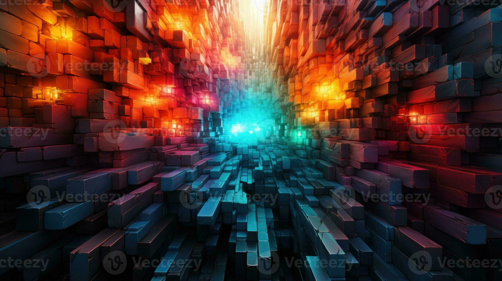 1749x980 abstract background of cube blocks wall stacking design colorful squares wallpaper 3D like. AI generative