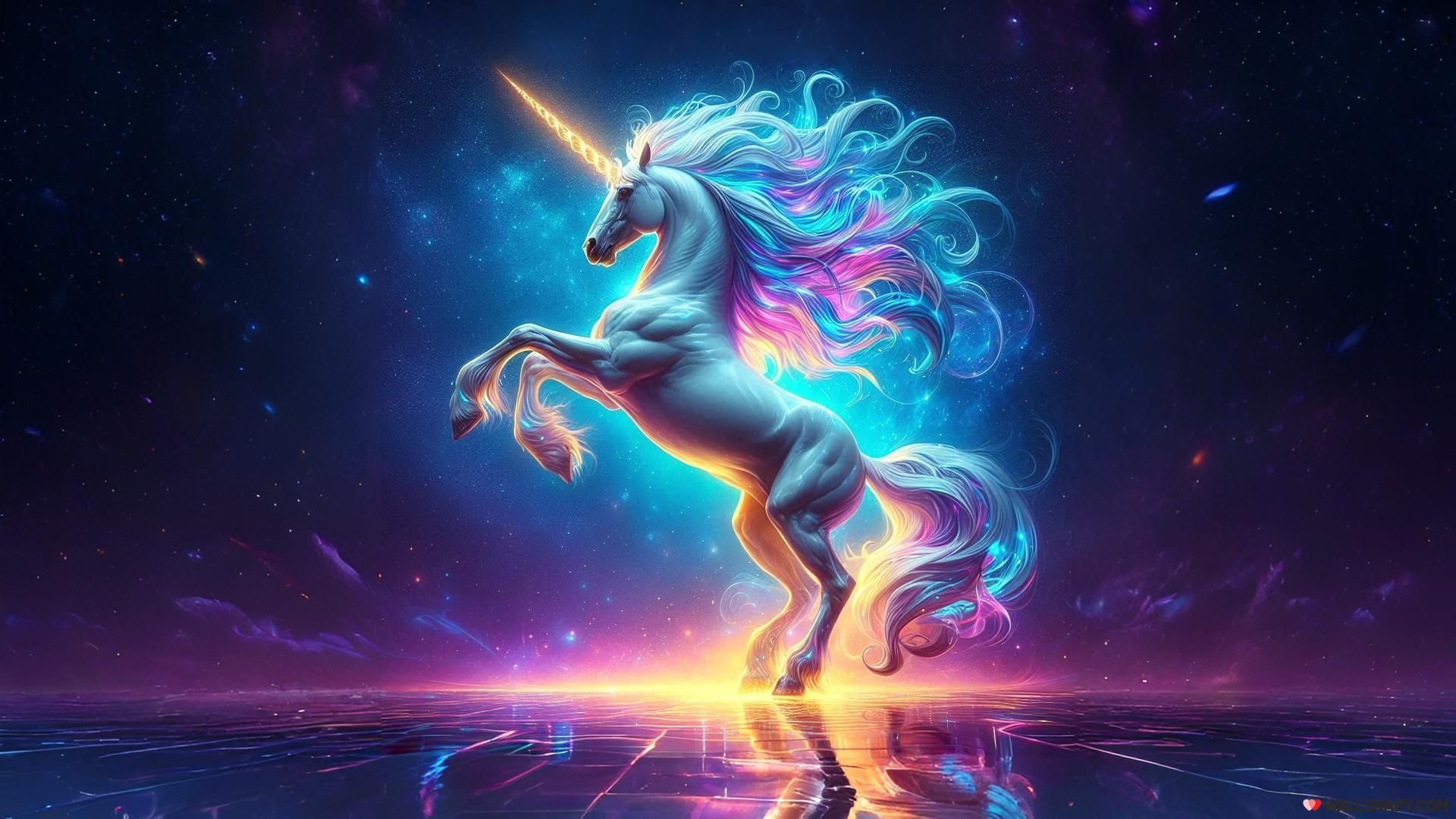 1920x1080 Fantasy unicorn 3D ai wallpaper dreamy 4k image