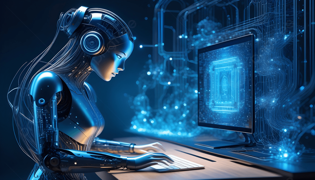 1200x686 3D Ai Robot Oprate A Super Computer, Artificial Intelligence Robot Computer, Ai Technology Power Background, Robot Background Image And Wallpaper for Free Download