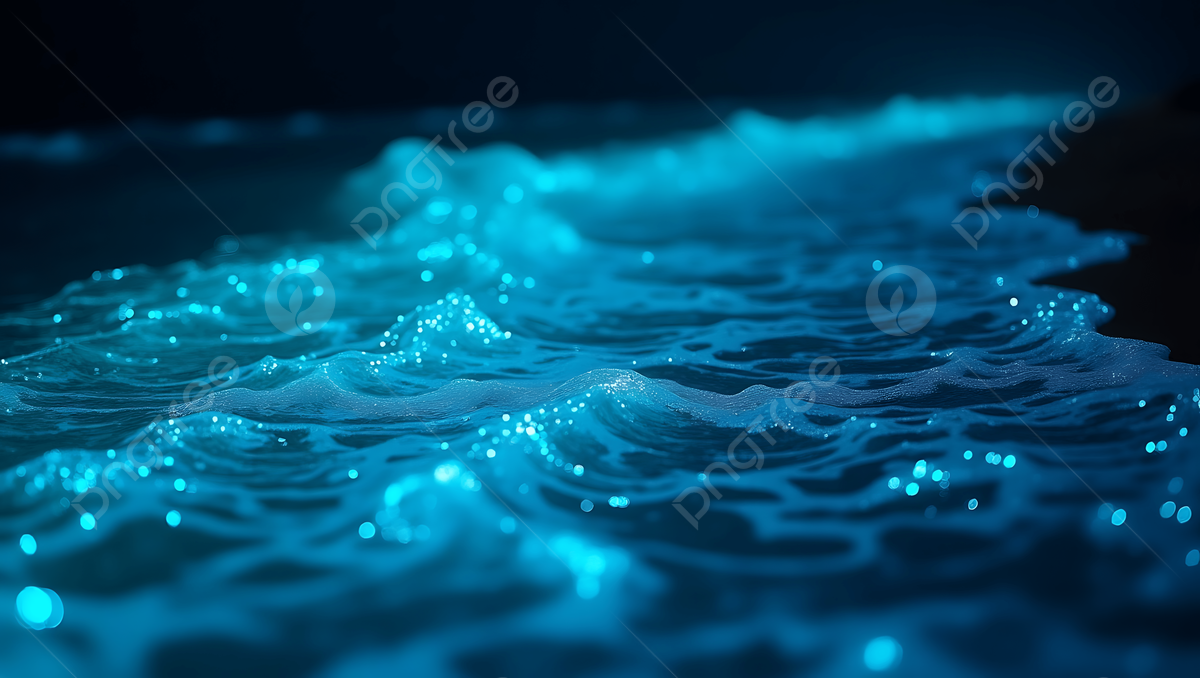 1200x678 Bioluminescent Waves Gently Roll Along A Dark Shore Shimmering In Bright Blue Hues Under Soft Ambient Light, Bioluminescent Waves, Glowin, Waves Background Image And Wallpaper for Free Download