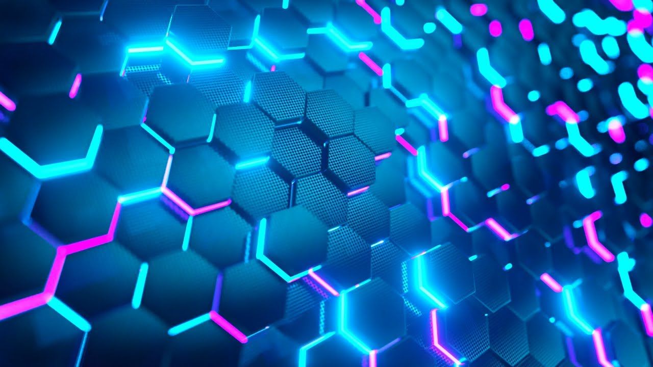 1280x720 4K ULTRA HIGH DEFINITION LOOP SCREENSAVER. Blue Hexagonal Aesthetic Background