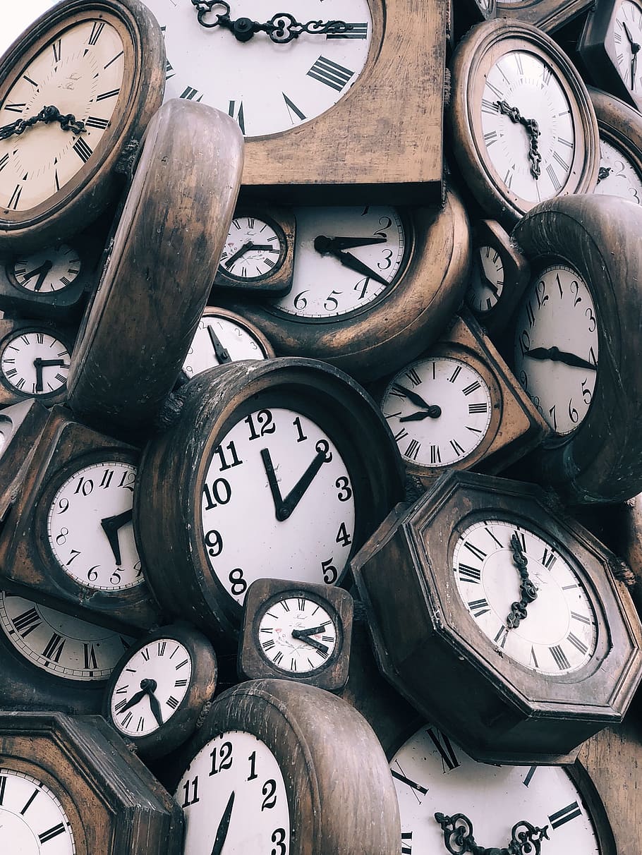910x1212 Brown And White Clocks, Clock, Analog, Vintage, Old, Old Fashioned, Wood, Time