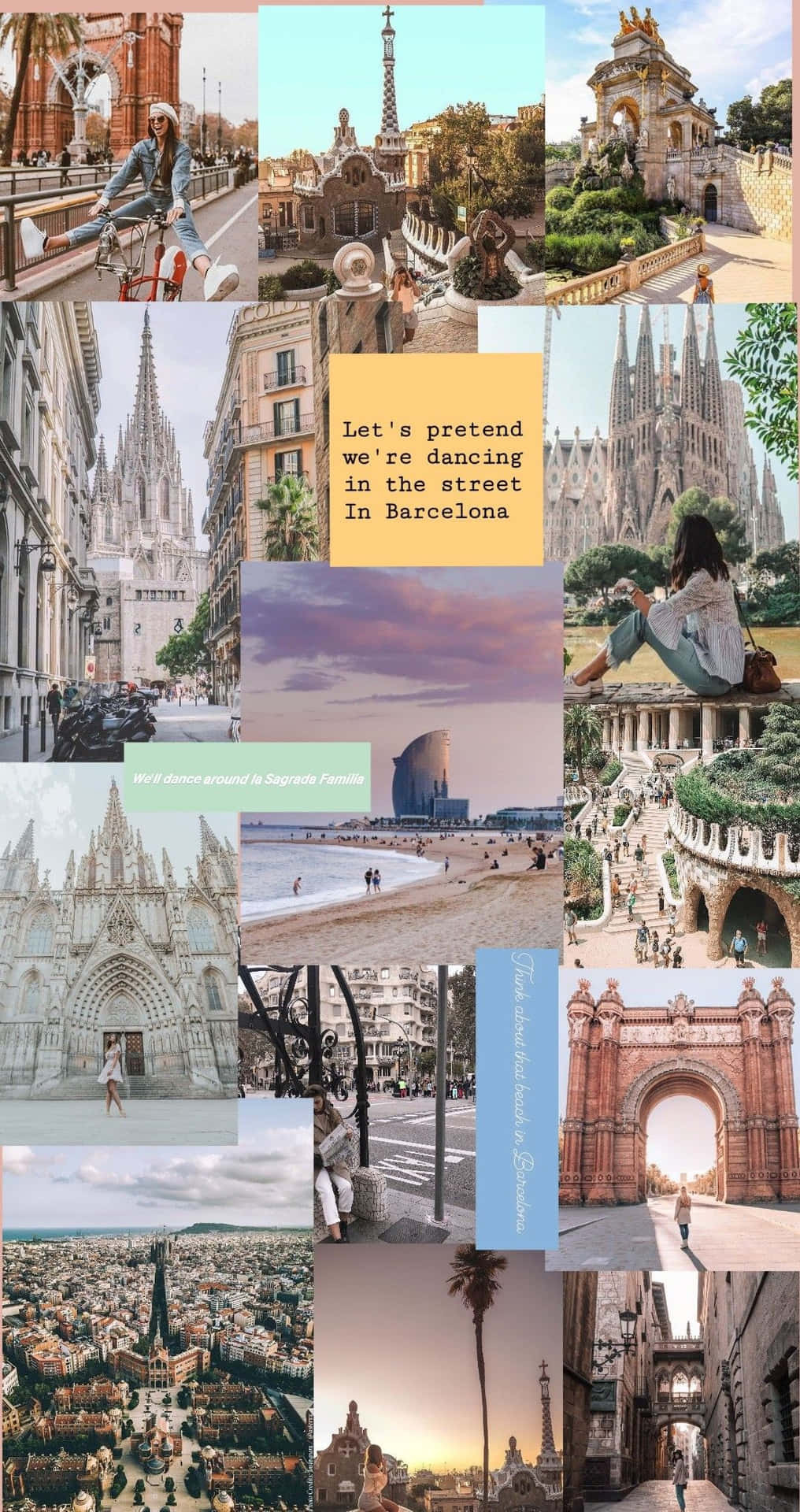 1016x1920 Download Barcelona Travel Collage Wallpaper