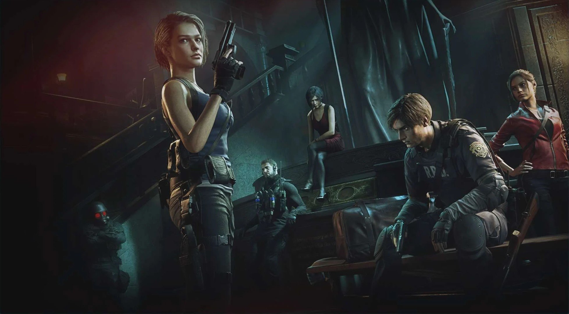 1956x1080 Survivors United: Chris, Jill, Leon, Claire & Ada