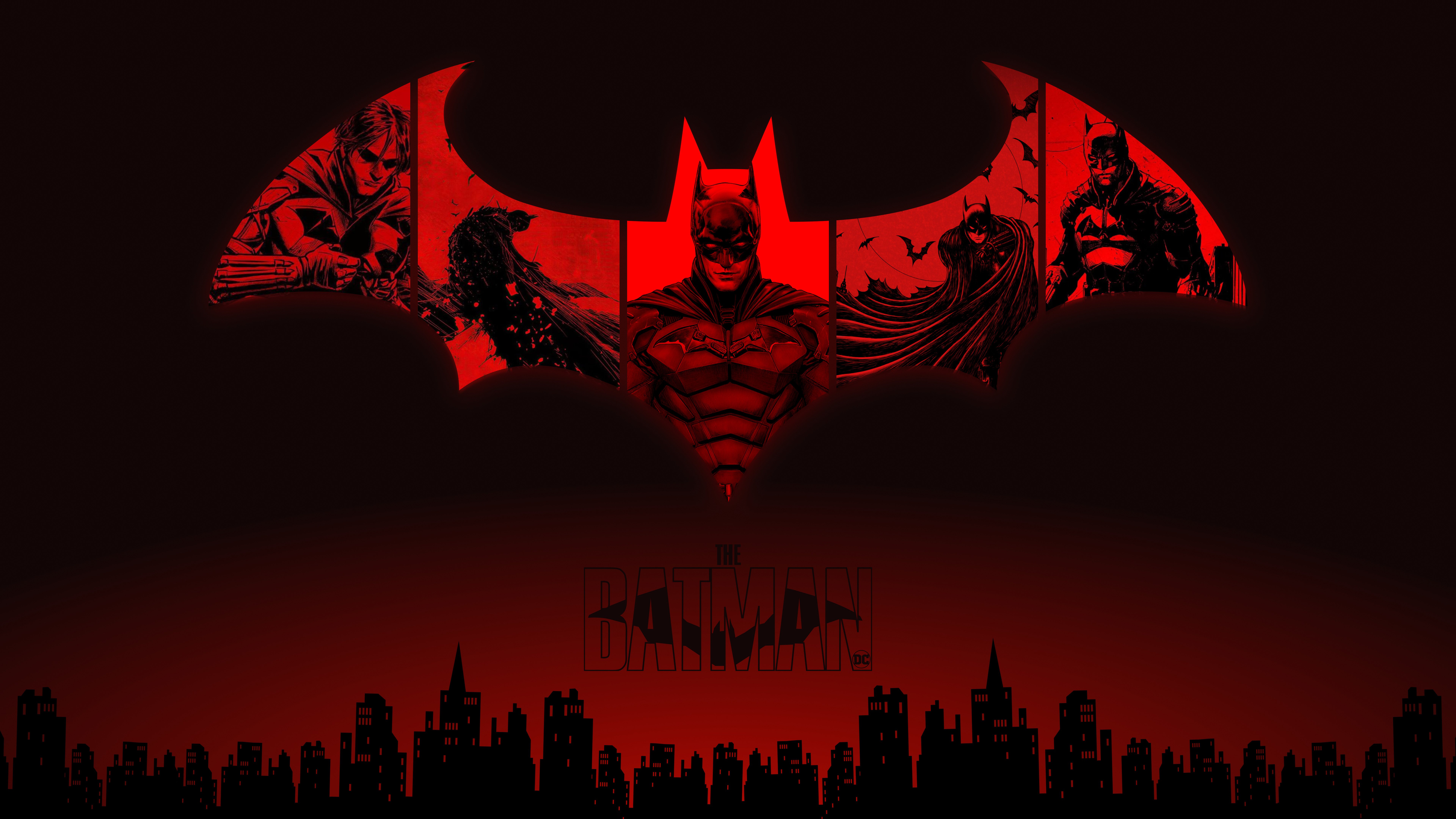 7680x4321 The Batman Red Wallpaper