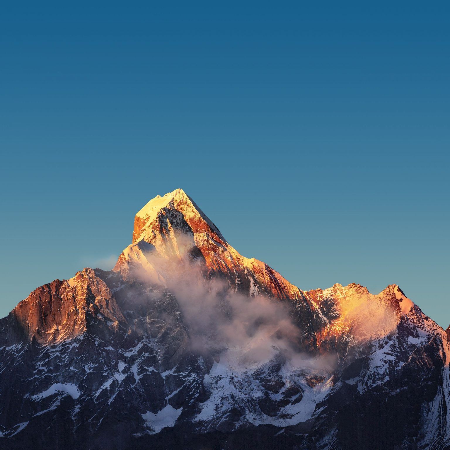 1536x1536 Xiaomi Mi Pad 5 Pro Stocks Wallpaper Golden Hour Snowcapped Mountain Foggy Clouds