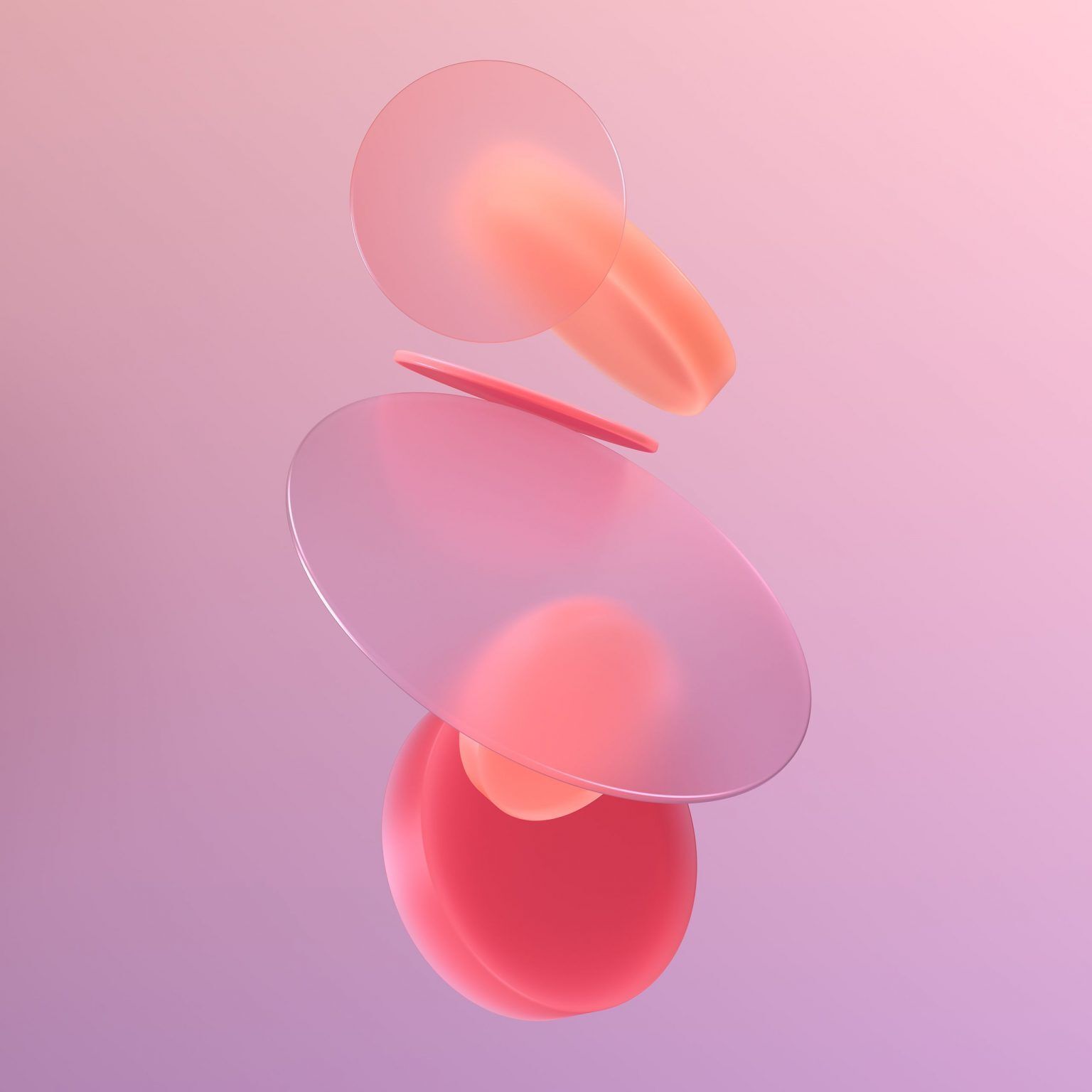 1536x1536 Xiaomi Google Android Mi Pad 5 Pro Stock Wallpaper Multi Colour Color Circular Circle Shapes Rounded Spheres 3D Frosted Glass Pink Peach