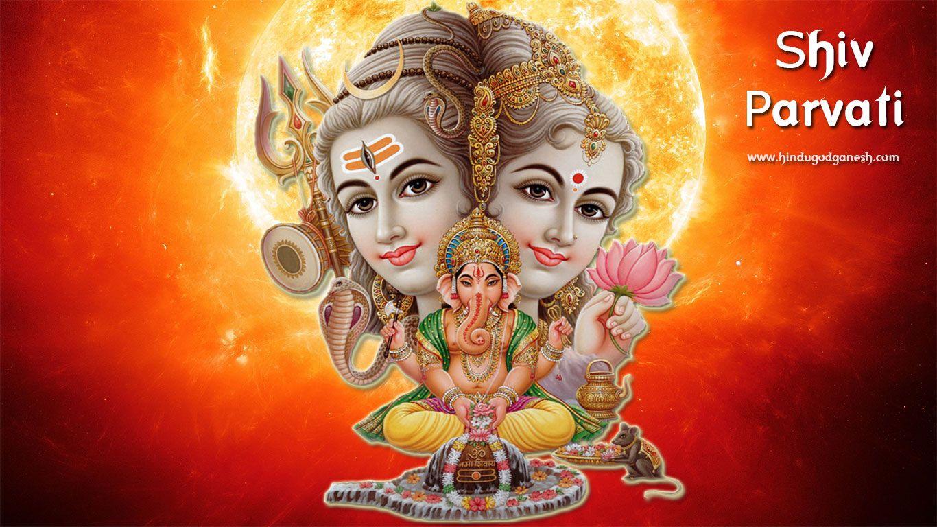 1366x768 Shiv Parvati Wallpaper