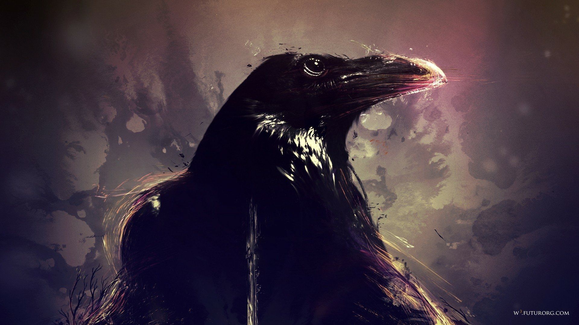 1920x1080 Majestic Crow HD Wallpaper: A Dark and Enigmatic Portrait