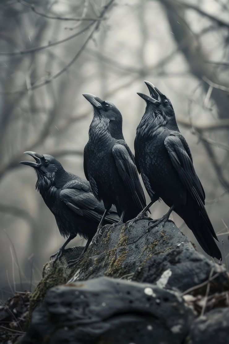 740x1110 Three crows wallpaper Image