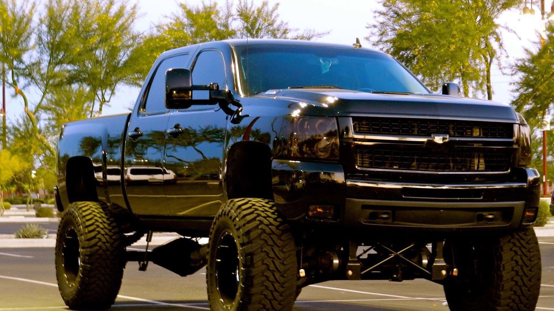 1920x1080 black lifted chevy takuache truck HD cars Wallpaper