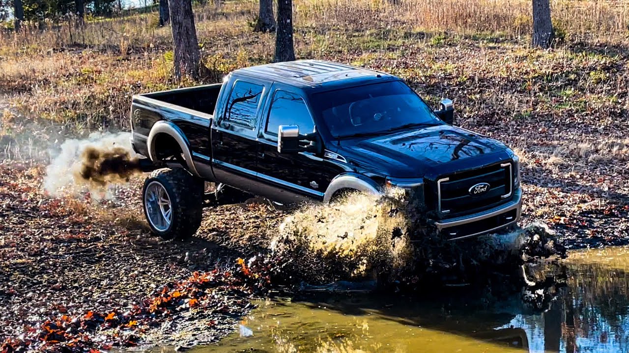 1280x720 BOOSTED LAUNCHING INTO A POND **MUDDING WITH LIFTED TRUCKS**