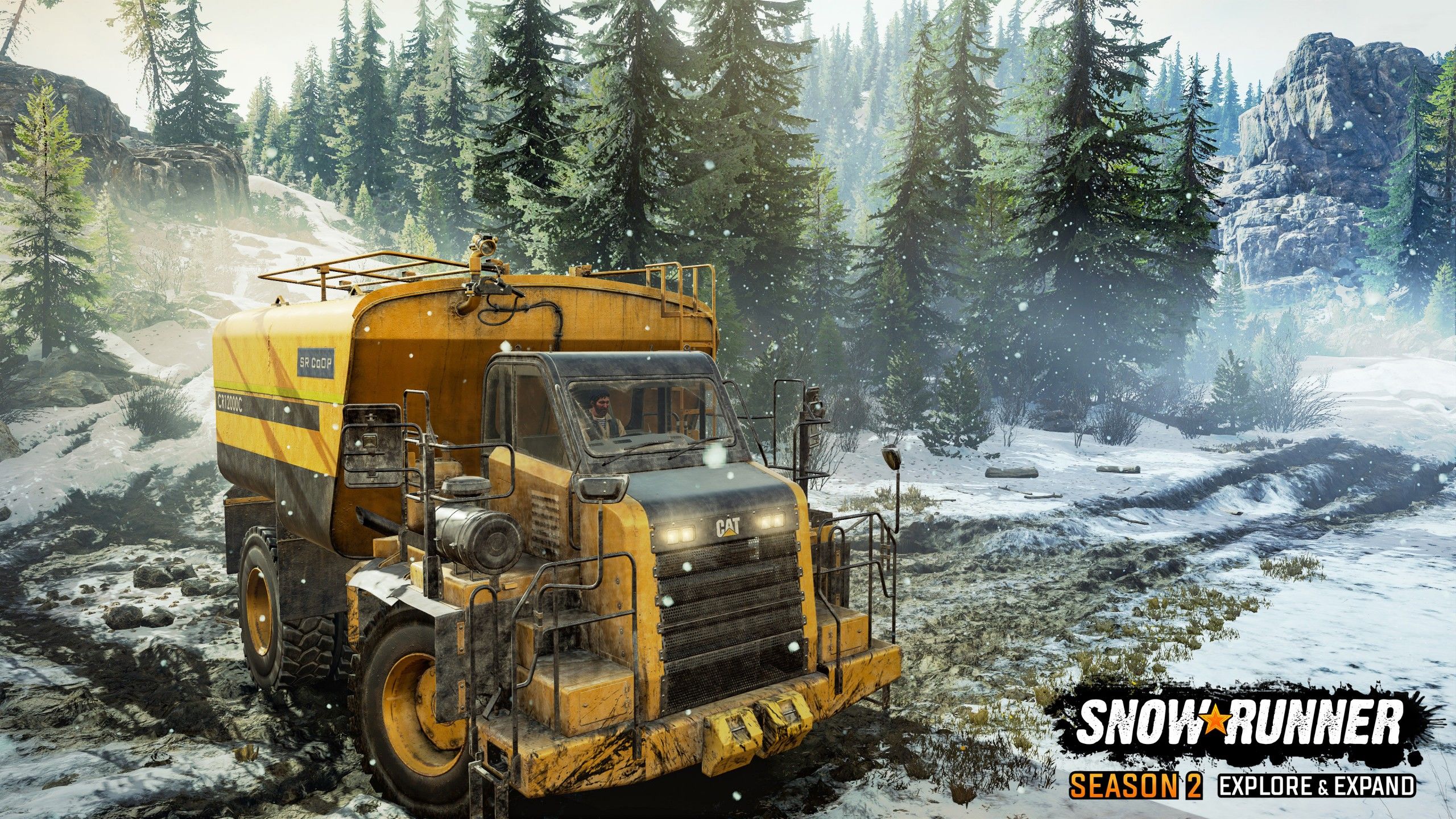 2560x1440 Yellow Truck With Big Wheels 4K HD SnowRunner Wallpaper