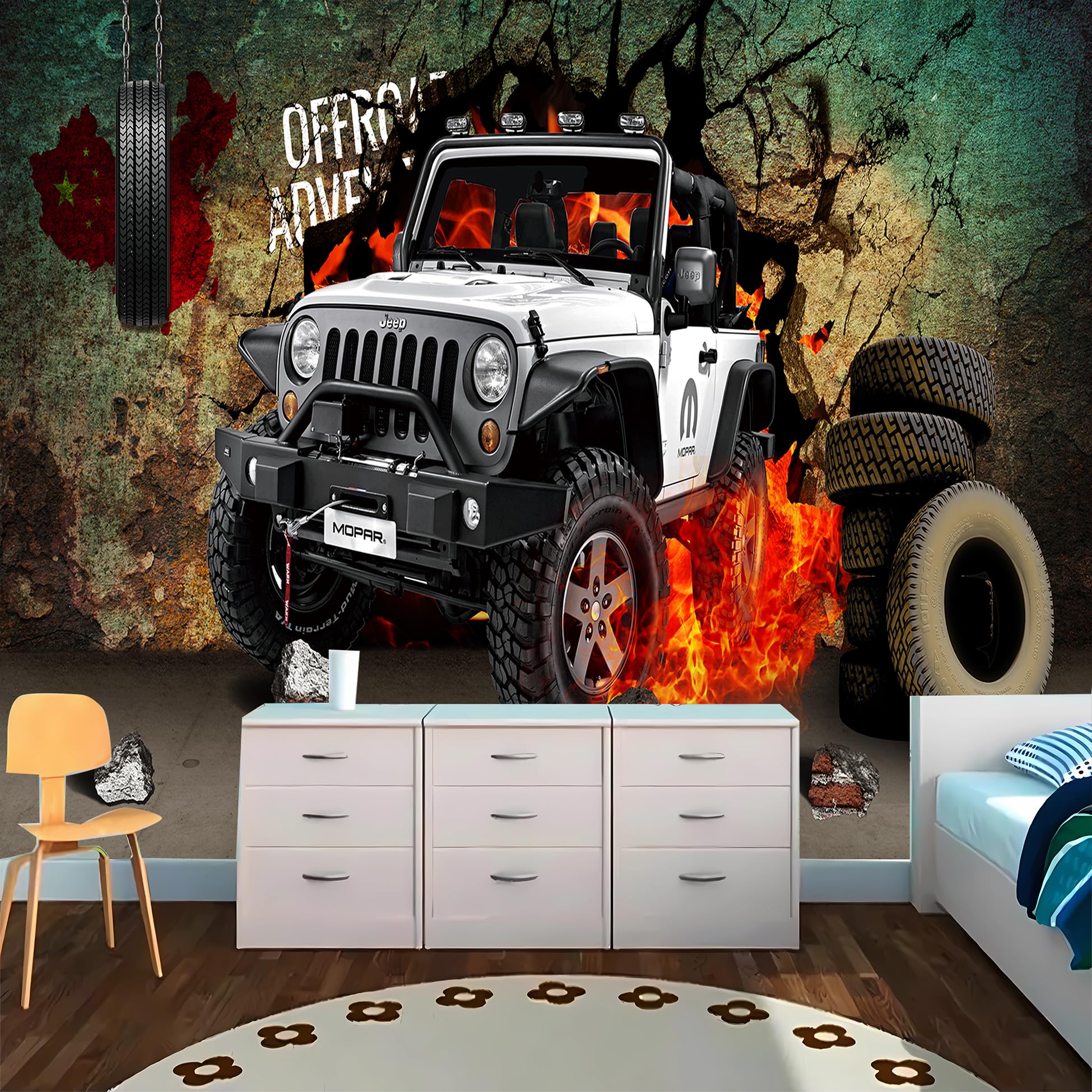 1949x1949 Custom Size Wall Murals, Retro Trucks Wallpaper, Self Adhesive Removable Peel And Stick, For Office, Bedroom, Living Room : Tools & Home Improvement