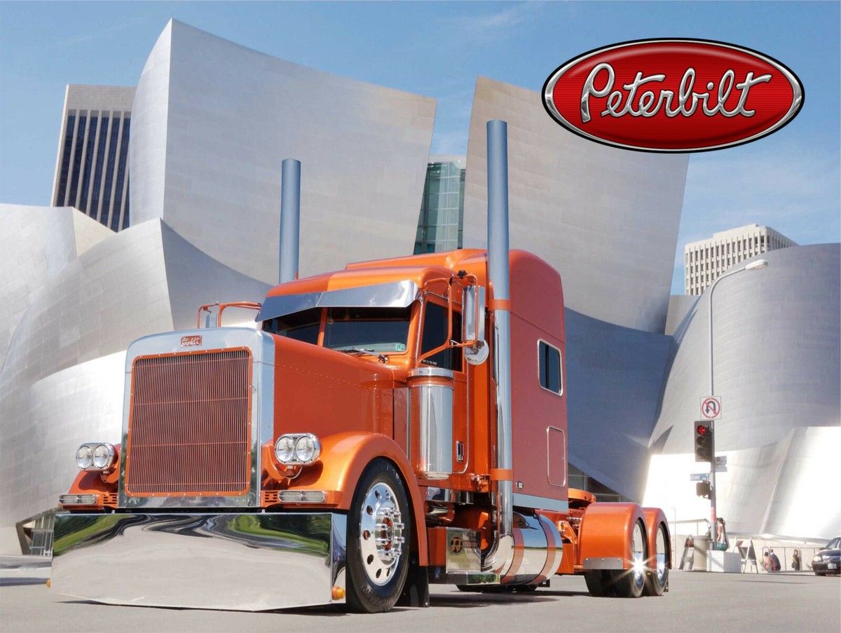 1200x903 Peterbilt Trucks New Metal Sign: Peterbilt Sleeper in Orange Pictured