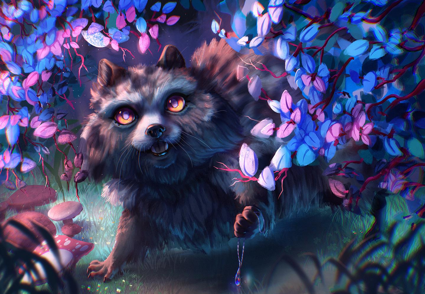 1440x996 She's Pepper! Our raccoon dog character :3