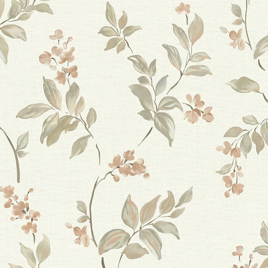 894x894 Vinjiasin Peel And Stick Wallpaper Floral Wallpaper Self Adhesive Removable Contact Paper Vintage Flower Leaves Wall Paper For Bathroom Bedroom Living Room Beige Red 16.1x 78.7