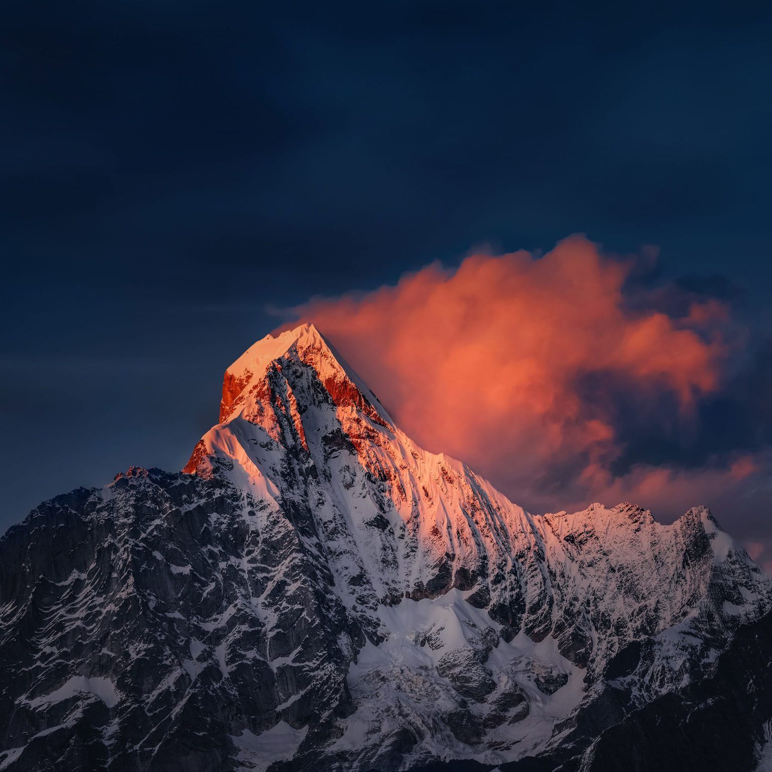 1536x1536 Xiaomi Mi Pad 5 Pro Stock Wallpaper Golden Hour Mountain Landscape With Clouds