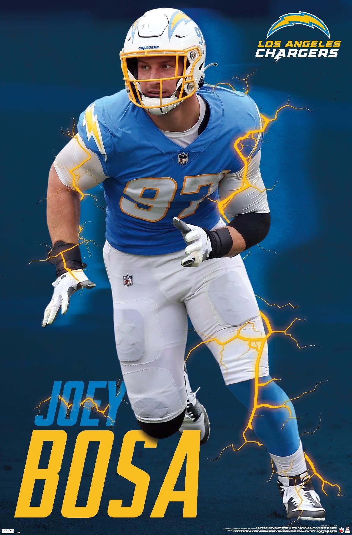 1185x1800 NFL Los Angeles Chargers Bosa 21 Wall Poster, 14.725 x 22. Framed