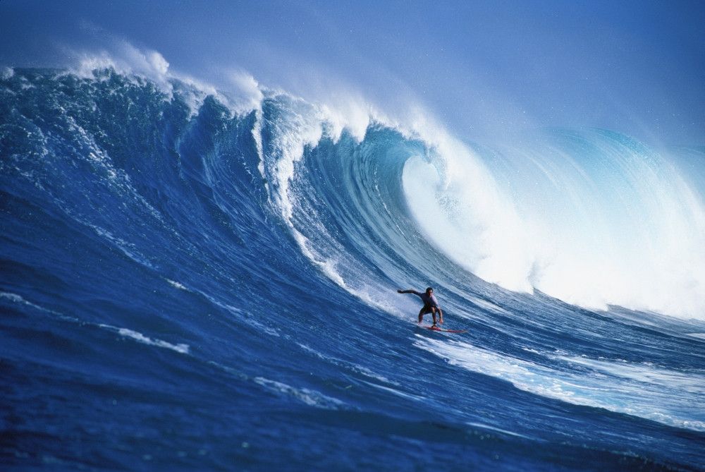 1000x669 Hawaii, Maui, Peahi, Buzzy Kerbox Surfing Big Wave Curling And Crashing Behind PosterPrint # VARDPI1996625