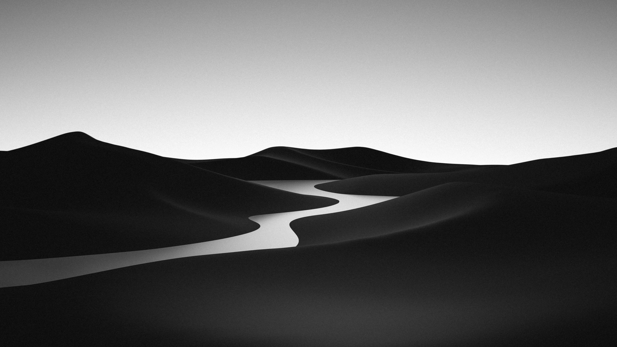 2560x1440 Black and White Wallpaper 4K, Landscape, Desert, River