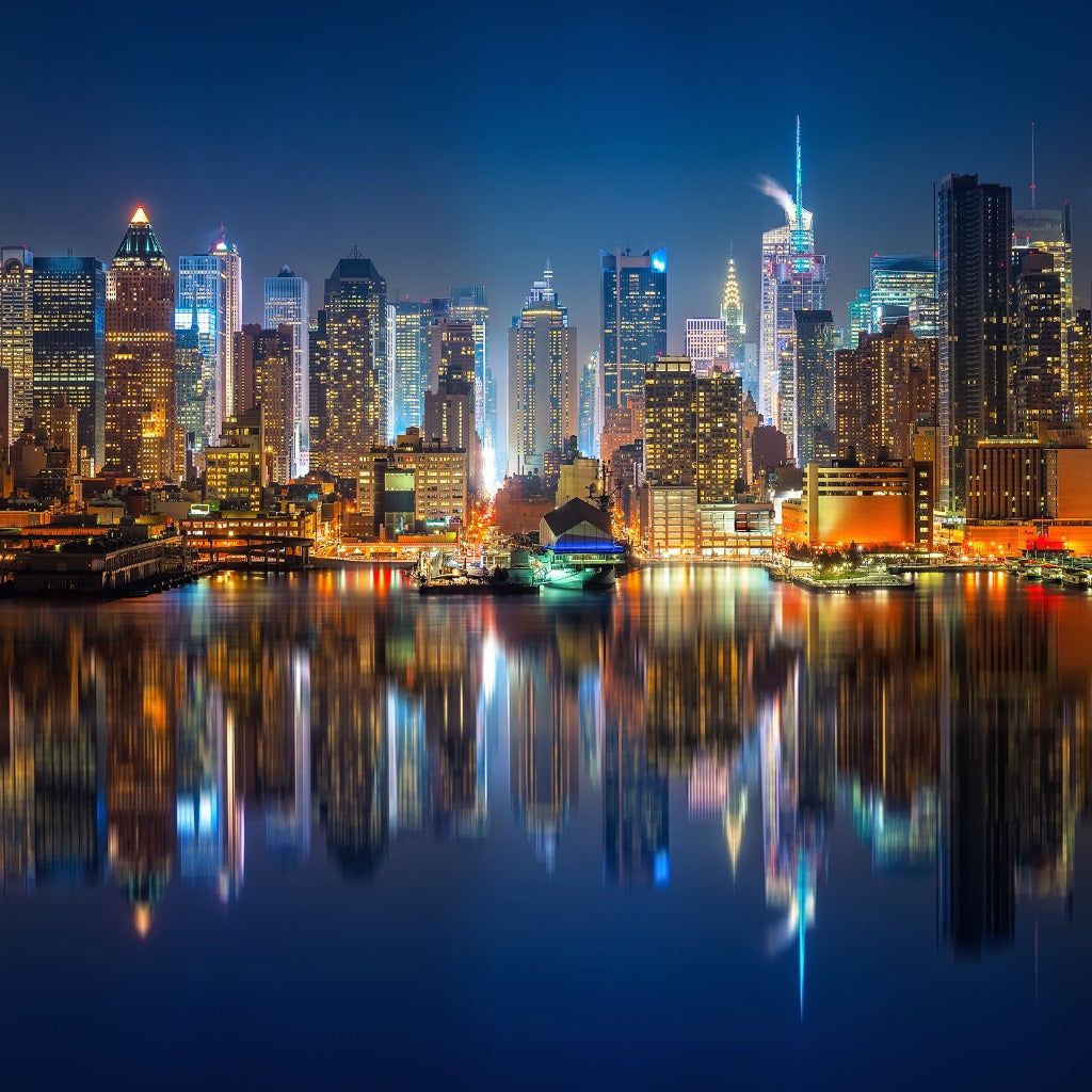 1024x1024 NYC Skyline Blue Wallpaper Mural