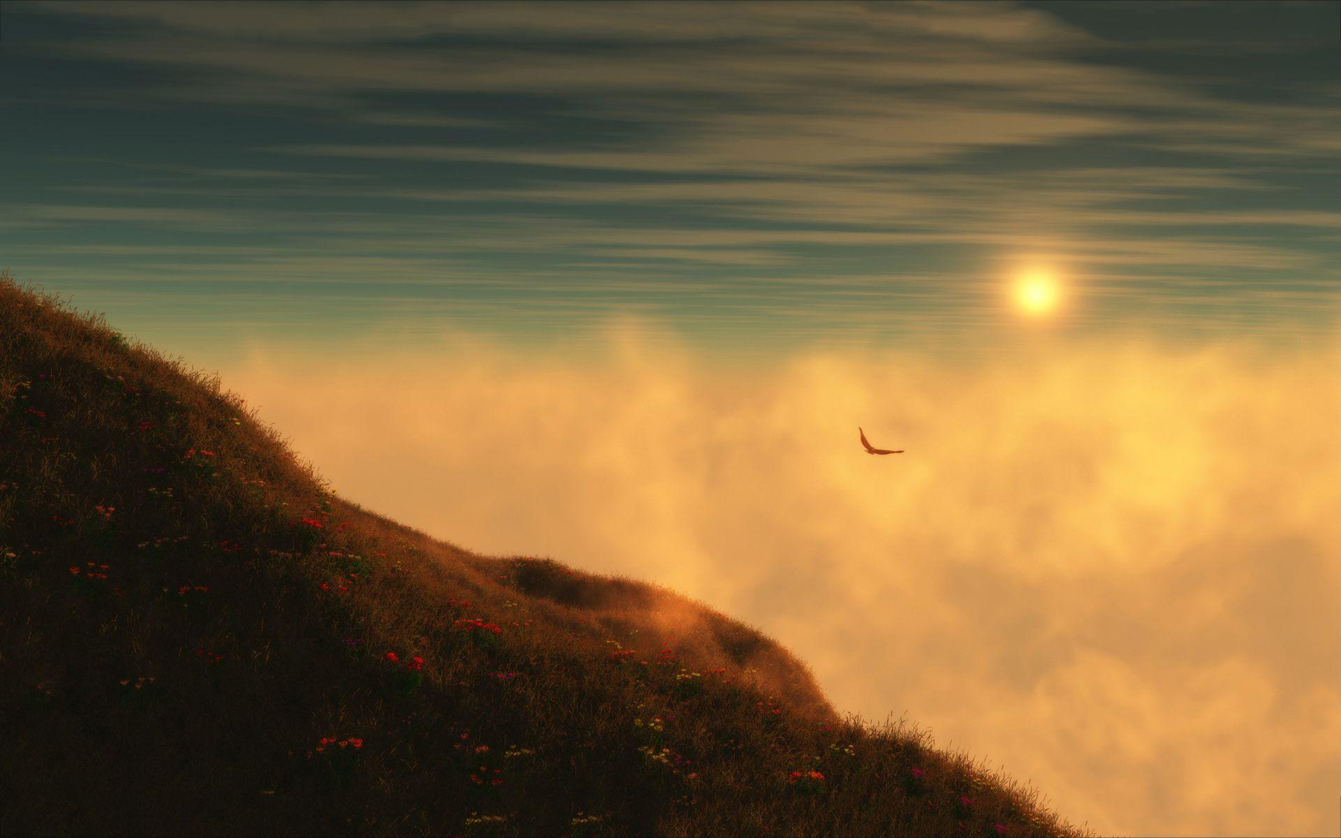 1920x1200 Sky hill flying eagle wallpaperx1200