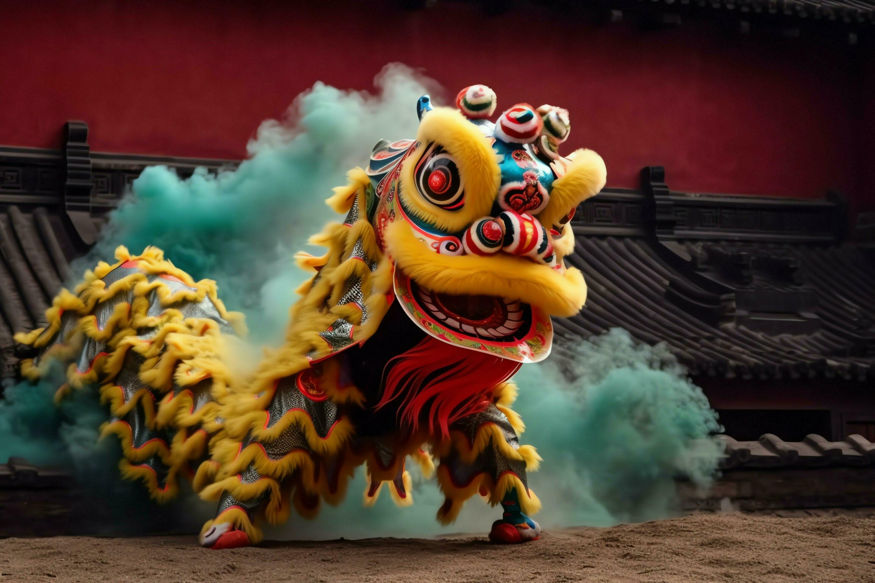 2940x1960 Dragon or lion dance show barongsai in celebration chinese lunar new year festival. Asian traditional concept