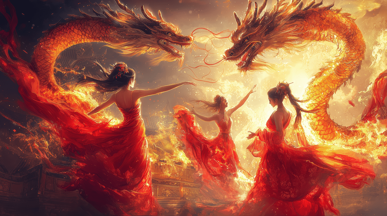 1280x717 Download Dancing Dragon Dance Lunar New Year. Royalty Free Stock Illustration Image