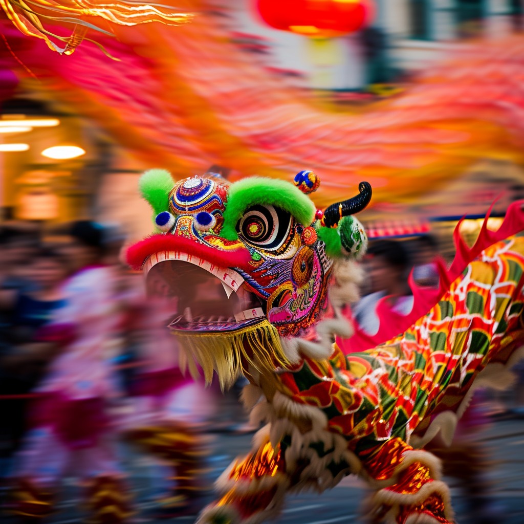 1024x1024 Free Vibrant Dragon Dance Image, Celebration, Vibrant