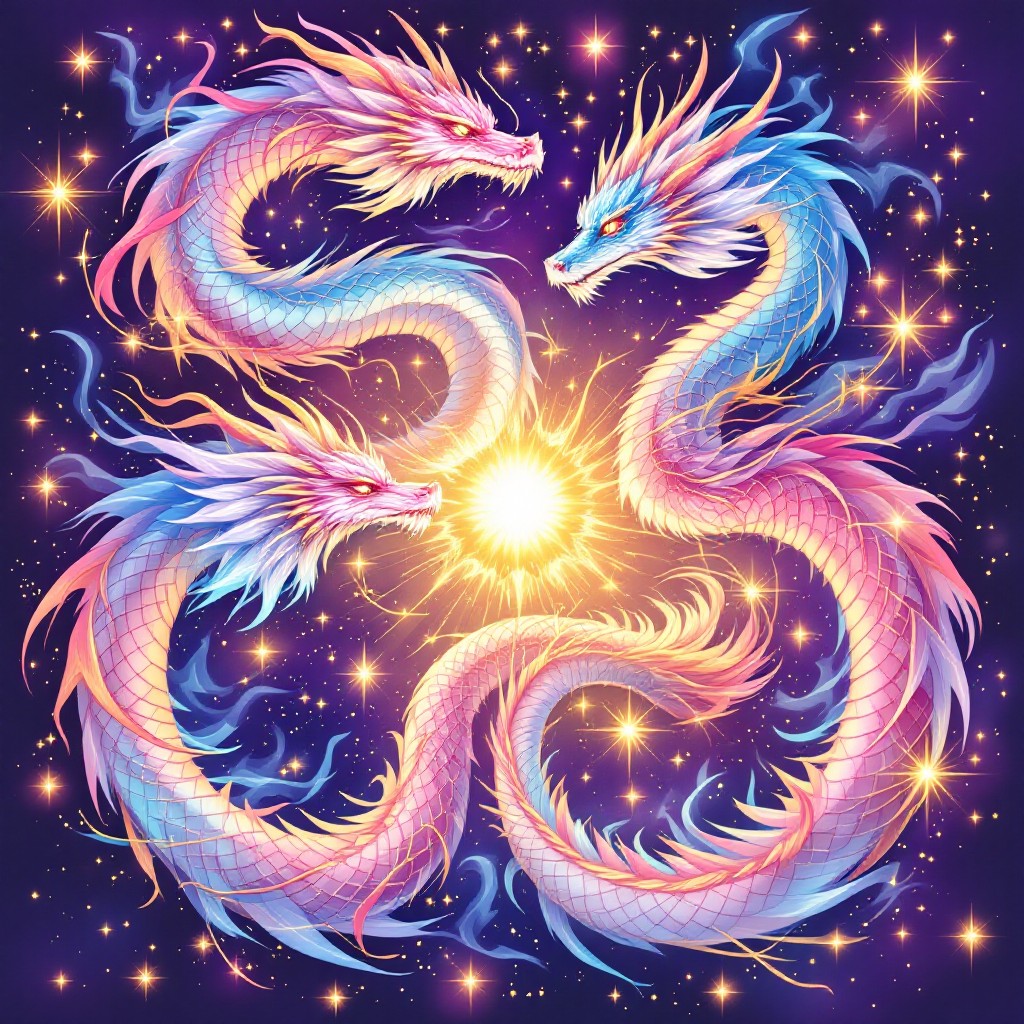 1024x1024 Free Celestial Dragon Dance Image, Magical, Fantasy