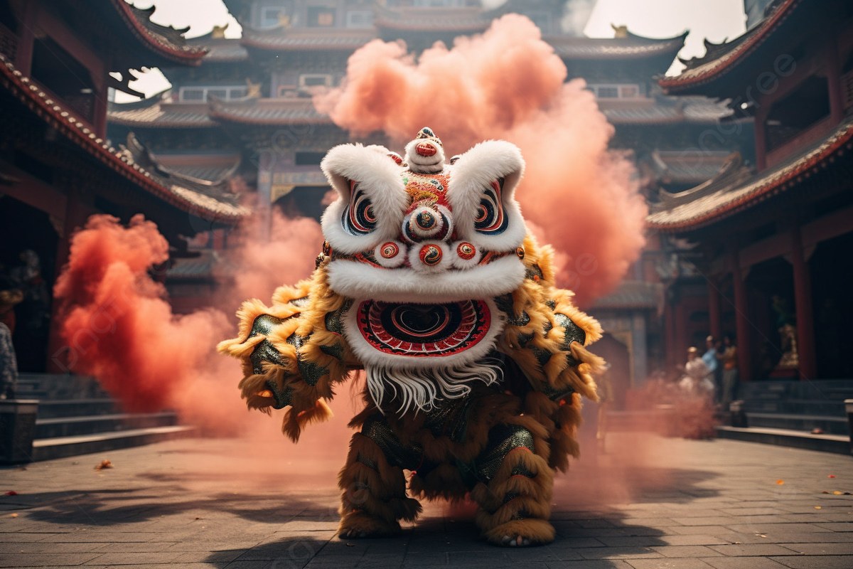 1200x800 Dance Of Prosperity A Majestic Chinese Lion Graces The Extravagant Backdrop, Chinese New Year, New Year, 2024 Background Image And Wallpaper for Free Download