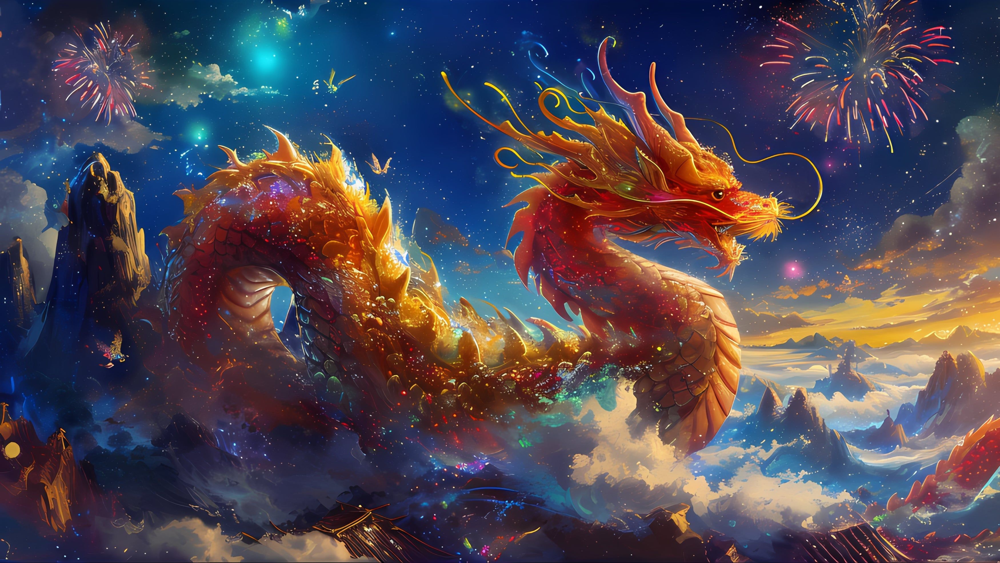 3500x1969 Celestial Dragon's Dance