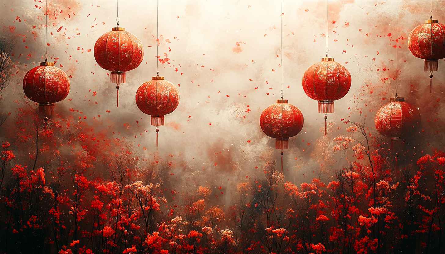 1456x832 Chinese New Year Red Lanterns Wallpaper: Festive Background for Desktop & Laptop