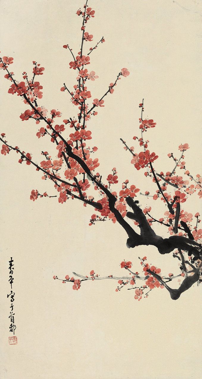 679x1273 RED PLUM BLOSSOMS. Japanese art, Japanese art prints, Art wallpaper