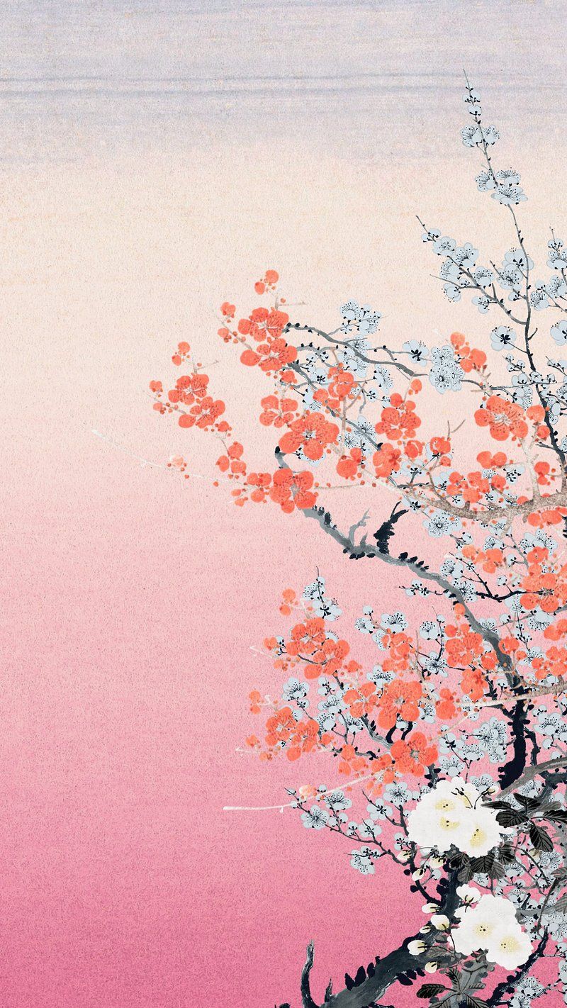800x1422 Japanese plum blossom iPhone wallpaper. Premium Photo Illustration