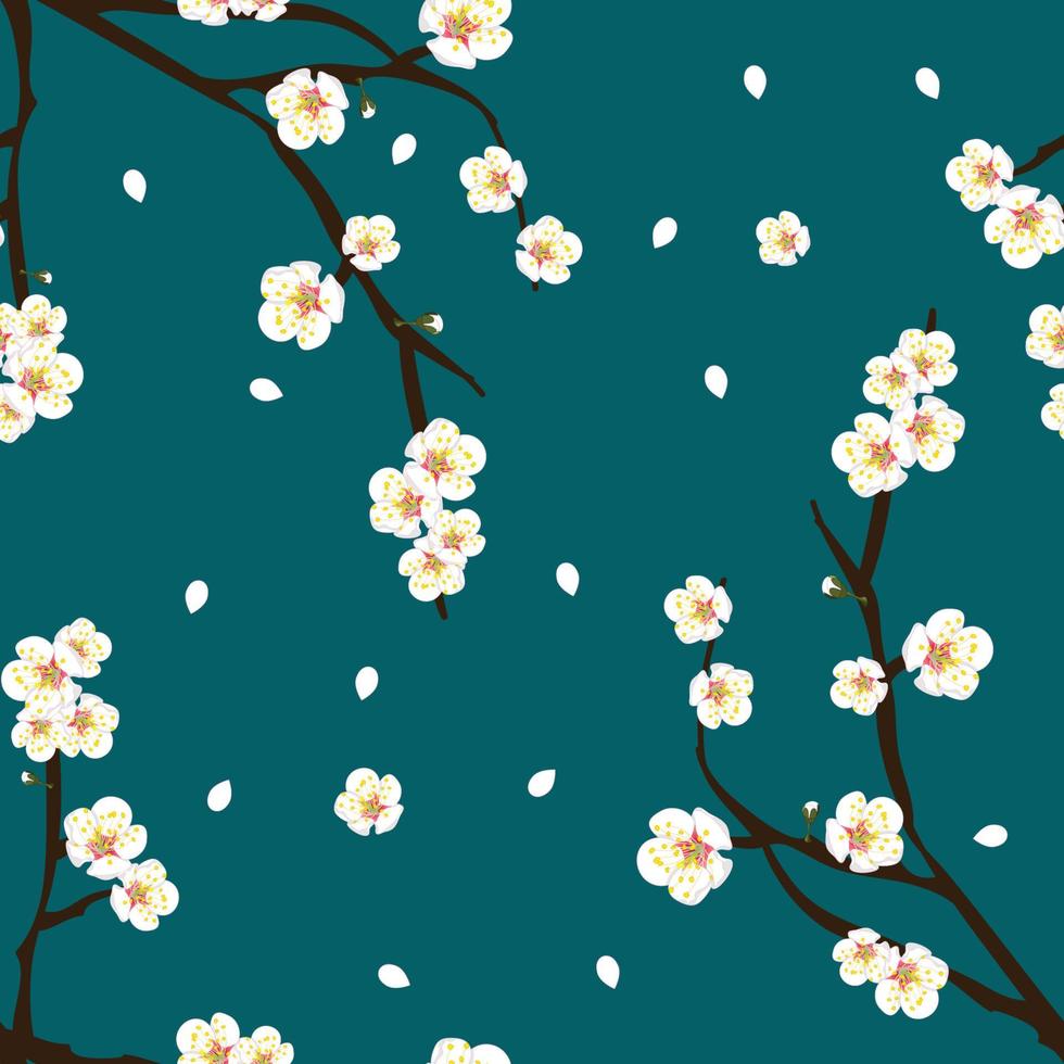 980x980 Plum Blossom Flower on Indigo Blue Background