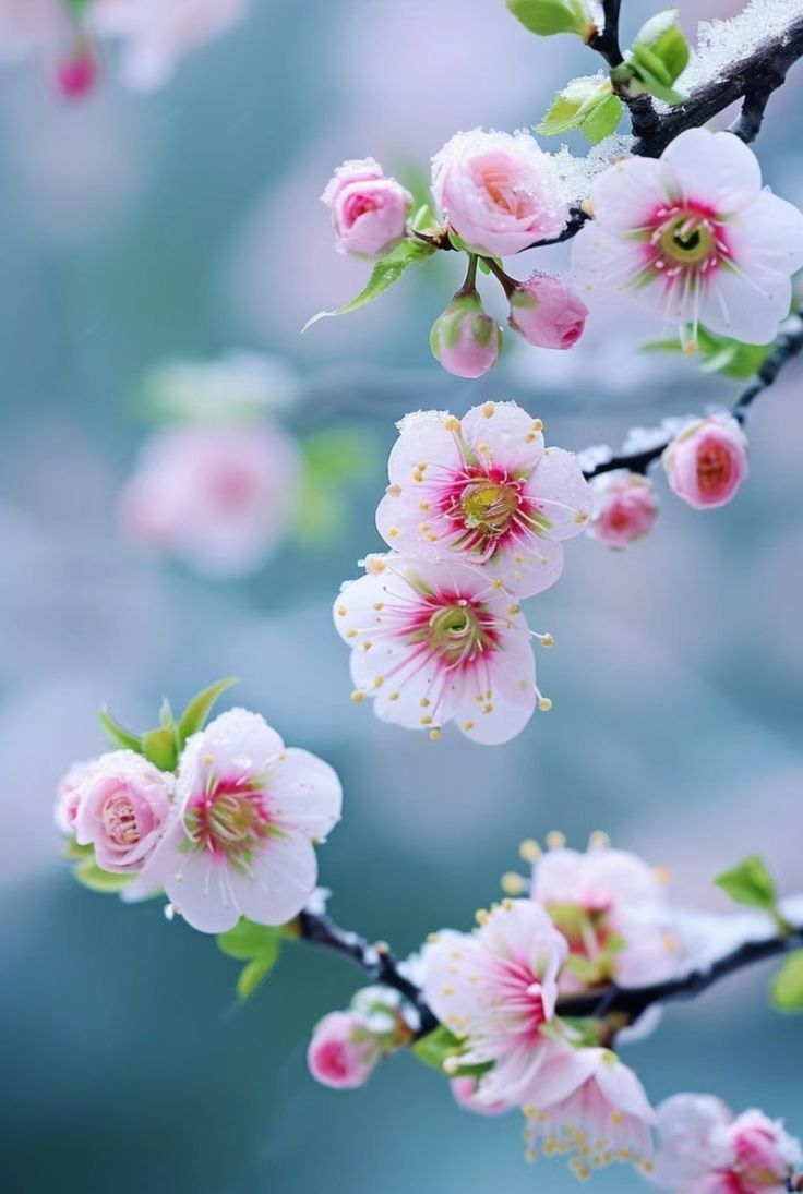 736x1095 Beautiful Pink Blossoms on a Tree Branch