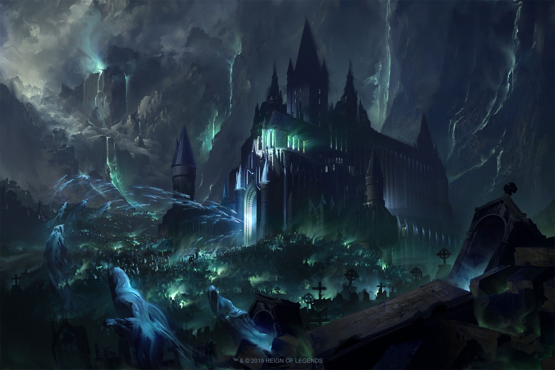 1920x1280 Wallpaper city, the city, castle, darkness, art, Ghost, shower, cemetery for mobile and desktop, section фантастика, resolution 1920x1280