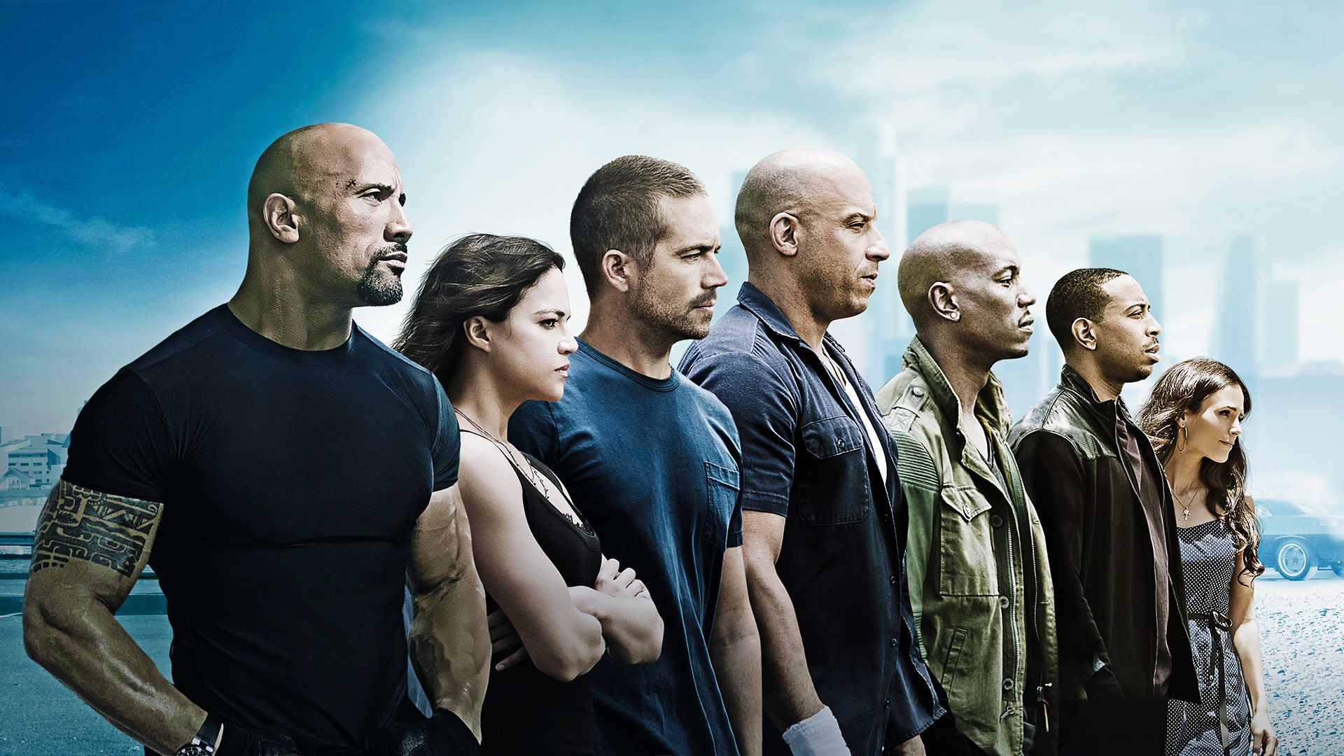 1920x1080 Desktop wallpaper: Fast & Furious, Movie, Furious Brian O'conner, Dominic Toretto, Dwayne Johnson, Jordana Brewster, Letty Ortiz, Ludacris, Luke Hobbs, Mia Toretto, Michelle Rodriguez, Paul Walker, Roman Pearce, Tej Fast
