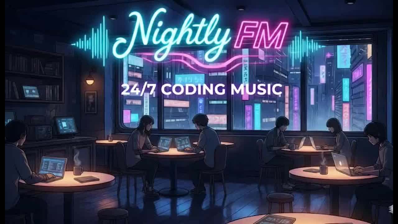 1280x720 I built a Midnight Coding Cafe for everyone grinding late tonight. Upbeat beats for deep focus. ☕