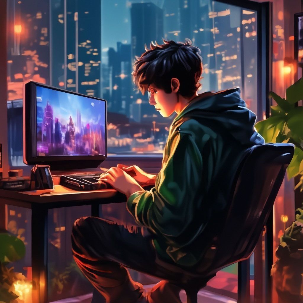 1024x1024 Boy Programmer Wallpaper