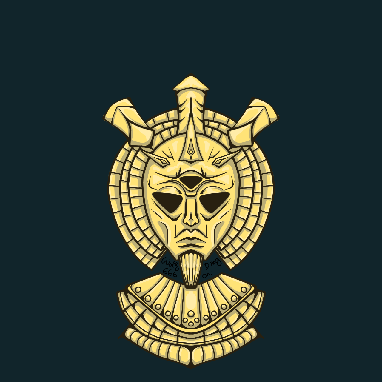 1280x1280 Got back to playing Morrowind and decided to draw Dagoth Ur's mask!