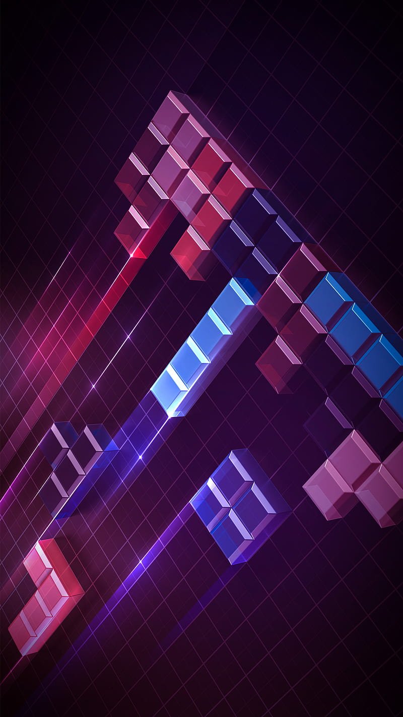 800x1422 Tetris blocks, dark, game, grid, logic, pink, red, speed, HD phone wallpaper