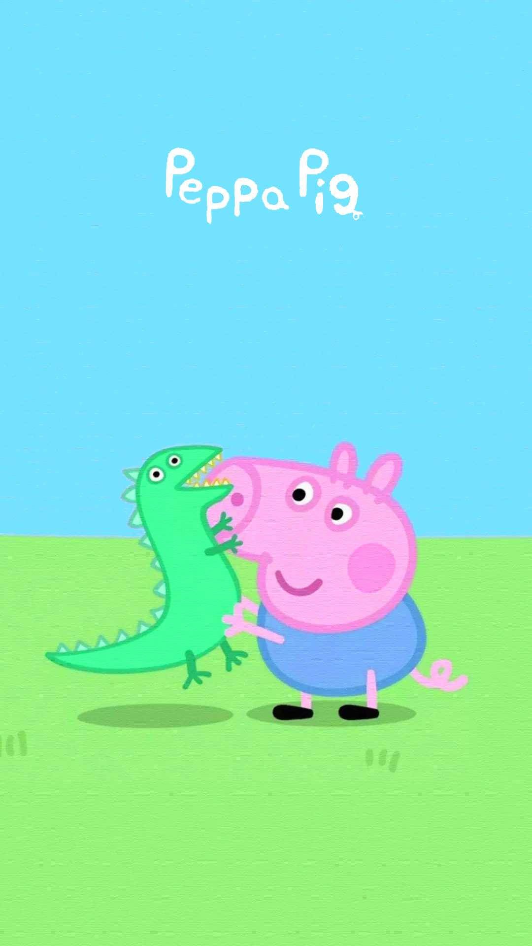 1080x1920 Download Peppa Pig iPhone George With Big Lizard Wallpaper