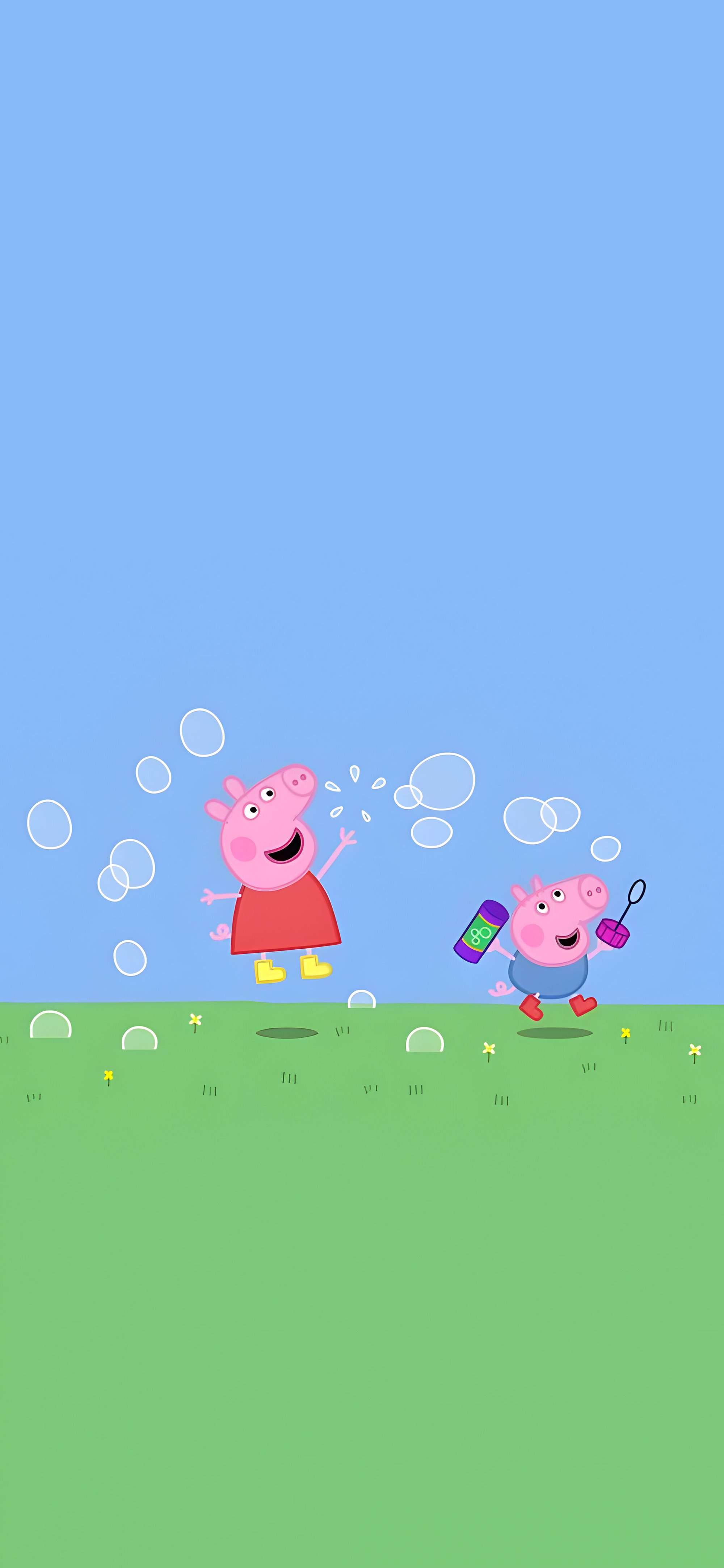 2000x4329 Peppa Pig & George Bubble Fun Wallpaper HD Wallpaper