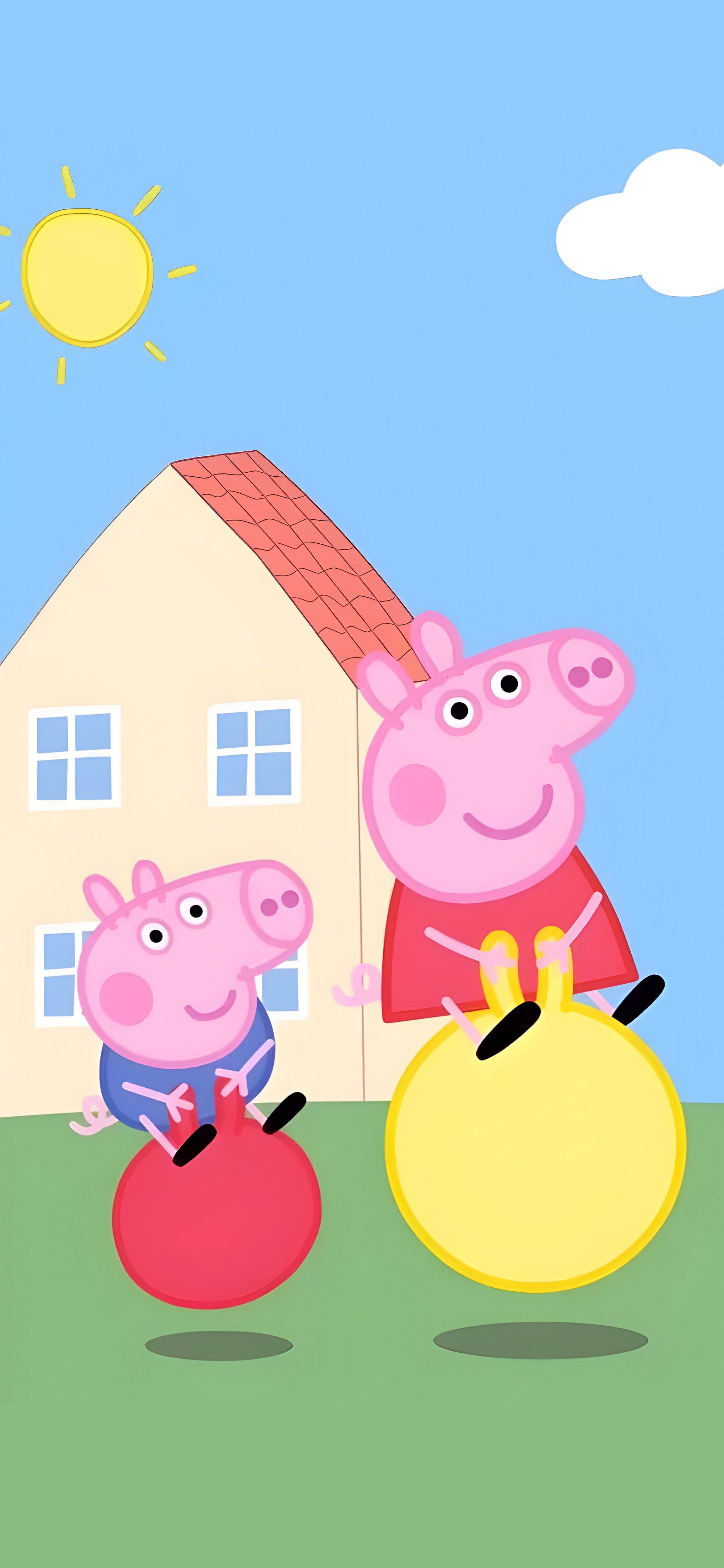 2000x4329 Peppa Pig and George Bouncy Fun Wallpaper