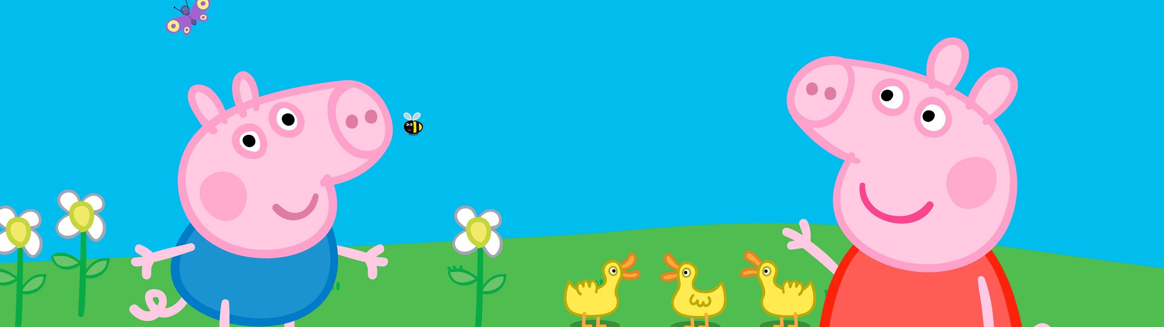 3840x1080 George Pig Wallpaper 4K, Peppa Pig, TV show, Cartoon