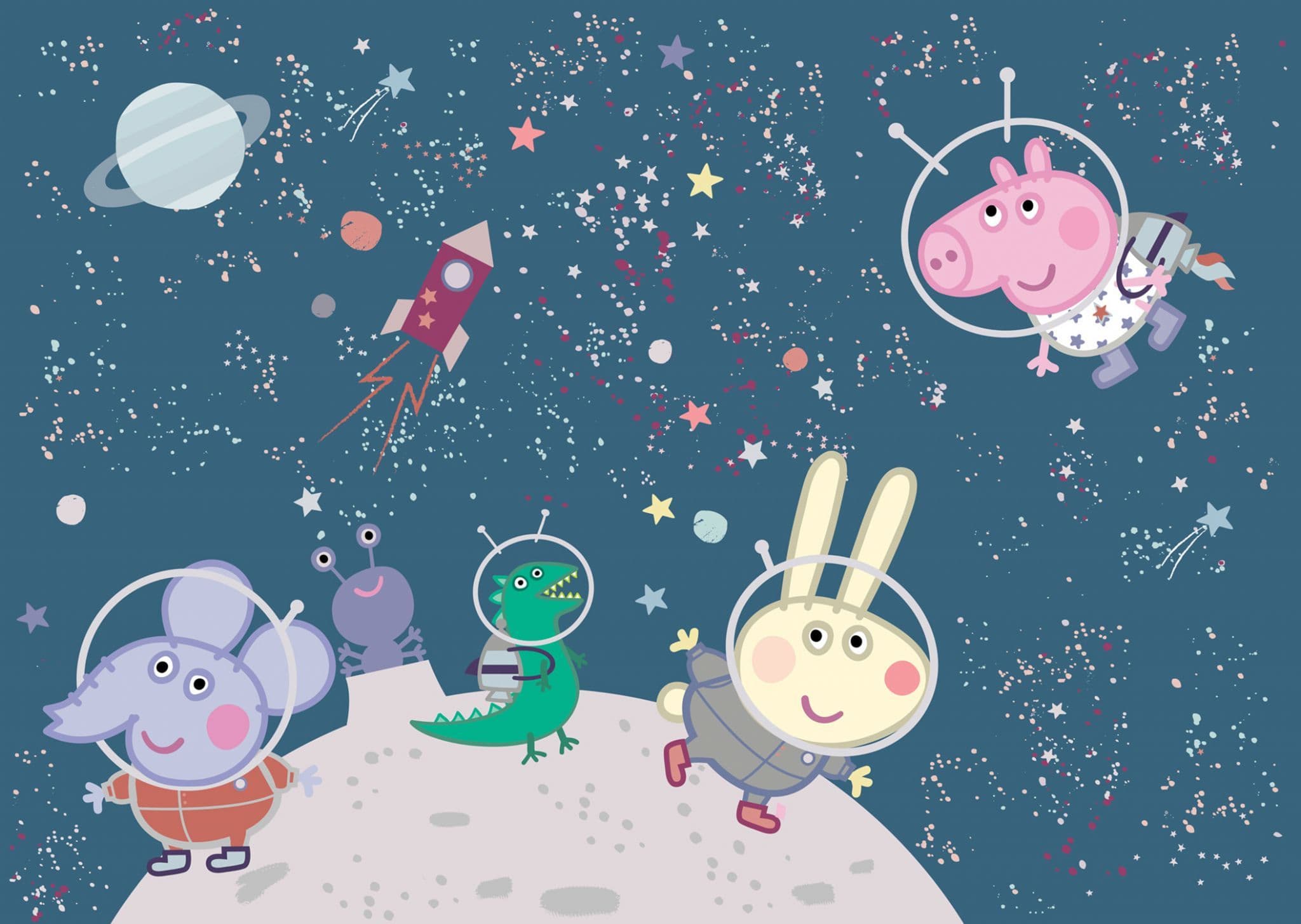 2048x1455 Peppa Pig Space Walk mural wallpaper 160x110 cm